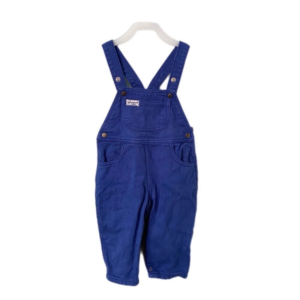 Vintage The Guess Jeans Kids Blue Overalls Made in USA Size 18M